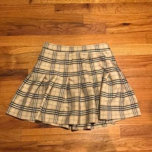Tan plaid mini skirt